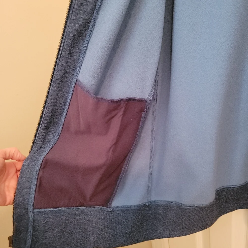 Territory Ahead Vintage Heather Blue V Neck Full Zip-Up Fleece Jacket Size L - Picture 7 of 9